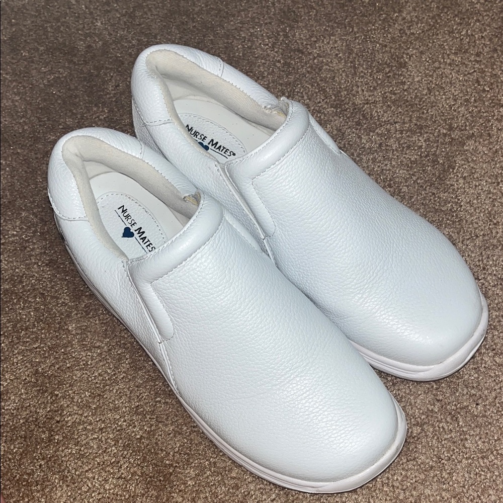 Nurse Mates All Day Comfort Dove White Leather Nurses Shoes Sz 8W